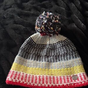 pistil Striped Pom Beanie - Blue Yellow, Red